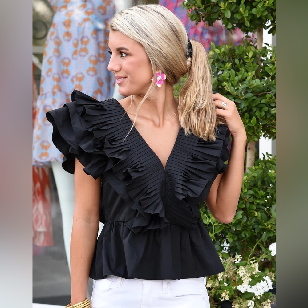 Entro black ruffle top